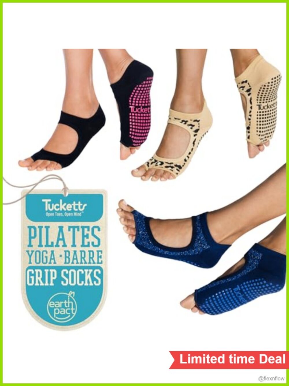 Toeless Grip Yoga Socks 3 Pack Non Slip Patented Pilates Barre